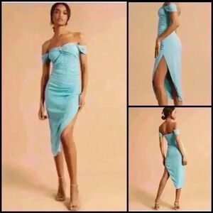 Elegant Off-Shoulder Blue Dress